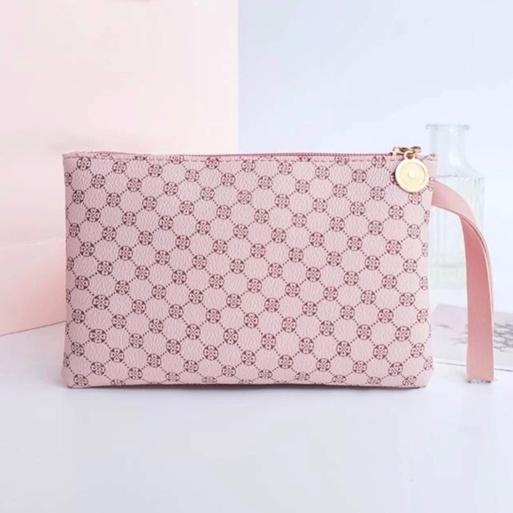 Pink Geometric Pattern Clutch - Picture 1 of 1